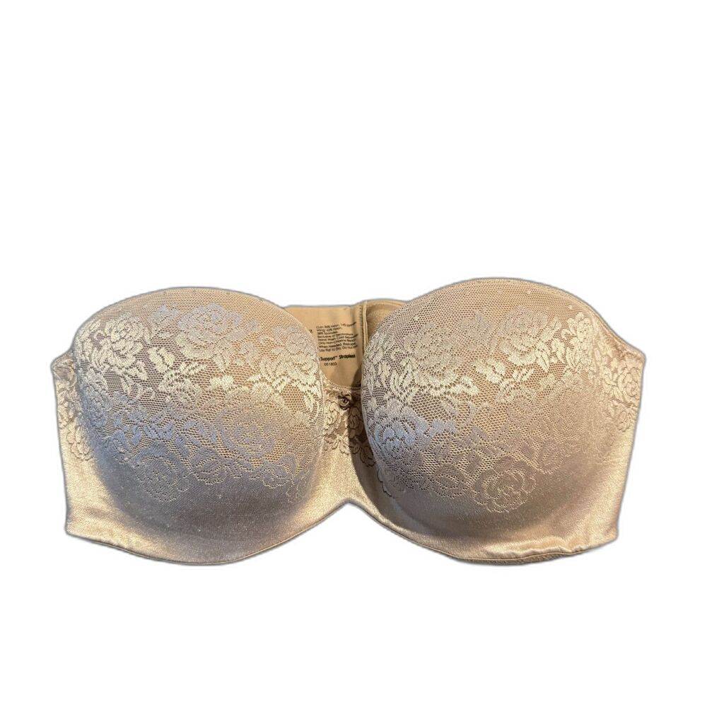 Soma Stunning Support Strapless Bra 36DD Nude Lace Underwire Support Womens